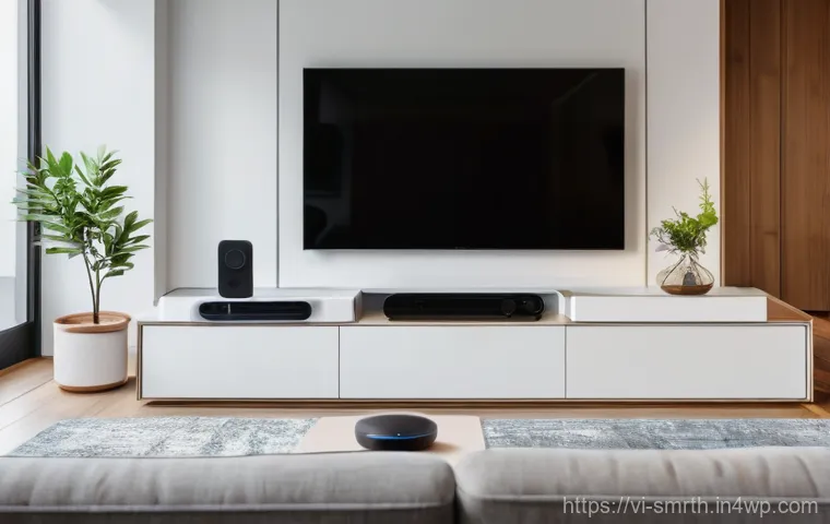 스마트홈 시스템과 가정의 에너지 효율성 - **Prompt 1: Modern Smart Home Convenience**
    A bright, clean, and spacious living room in a moder...