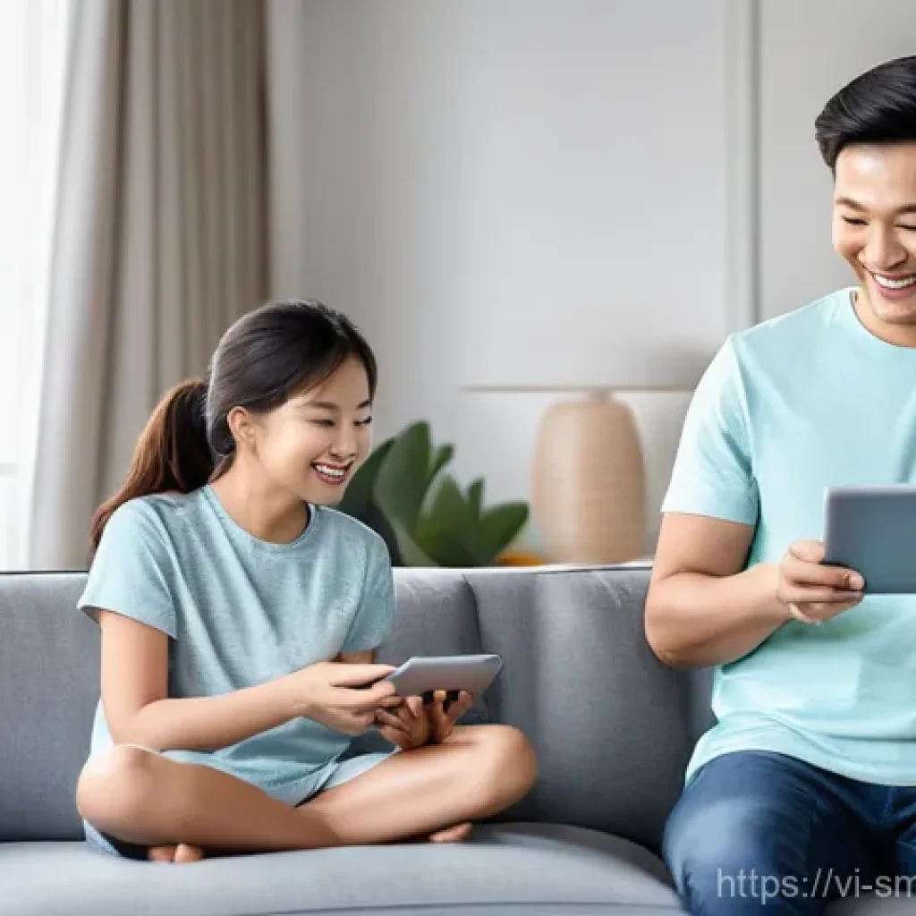 스마트홈 제품의 선정 기준 - **Prompt:** A modern Vietnamese family, consisting of a mother, father, and their young child, enjoy...